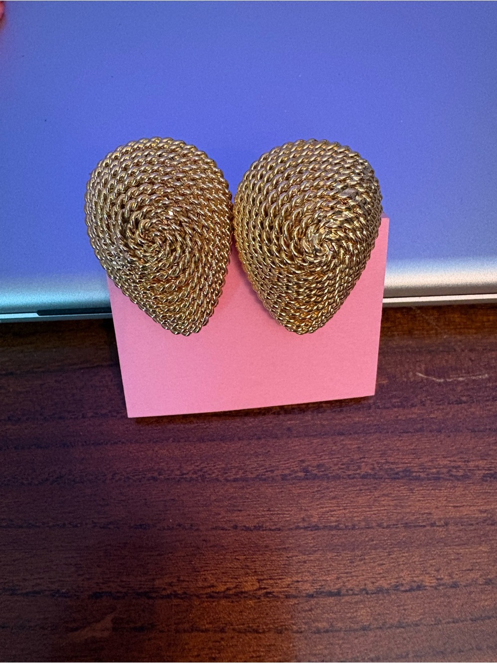 Vintage Gold Teardrop Coil Earrings